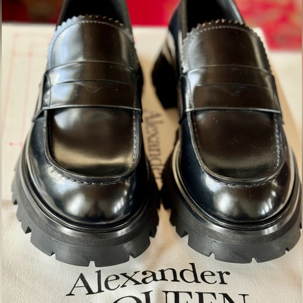 Women’s Alexander McQueen "Wander" calfskin leather penny loafers